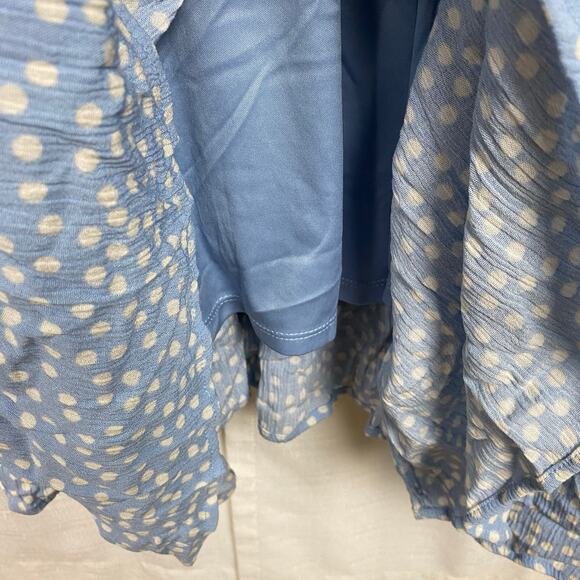 Torrid Blue Dot Smocked Bodice Crinkle Gauze Midi Dress Sz.2 - Picture 14 of 16